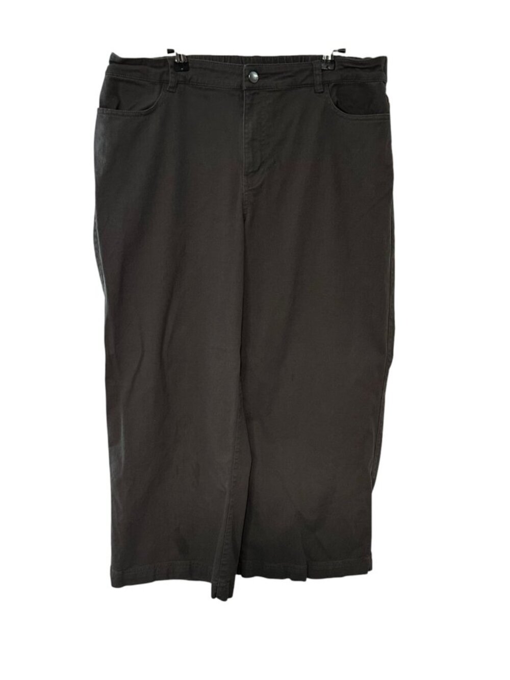 Pact Organic Cotton Cropped Wide Leg Pants Gray Size XL Elastic Waist Casual